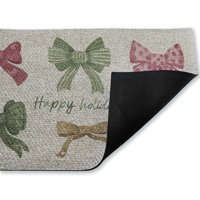 Tapis de porte Happy Holiday Festive Bows, par Vanessa Stoilova, 18 po x 30 po