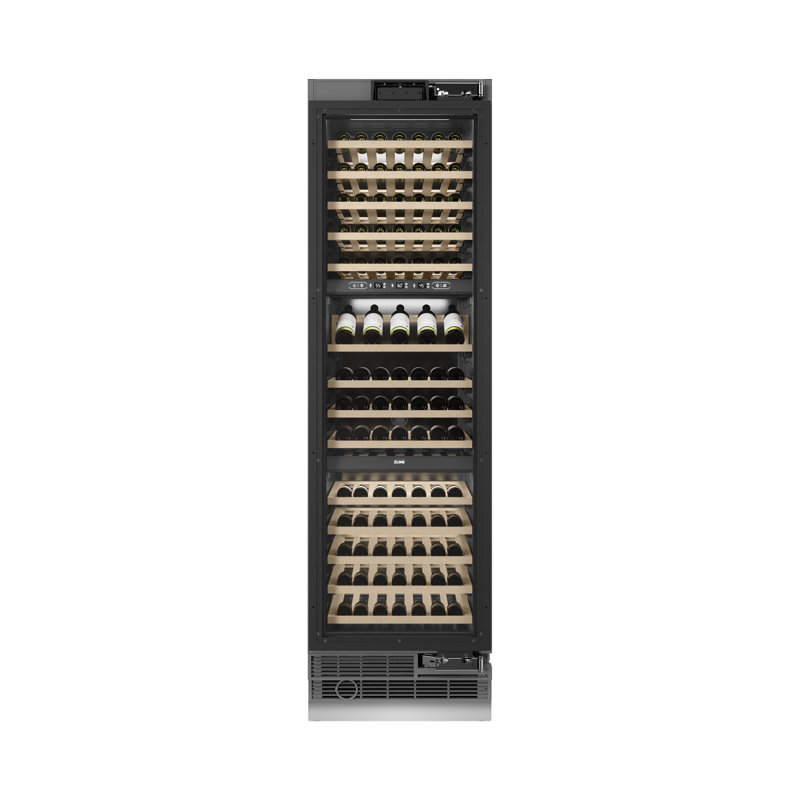 ZLINE Autograph 24 in. DuraSnow 100 Bottle Column Wine Cooler with Gold Accents, Stainless Steel