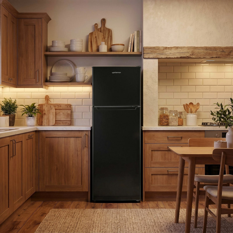 7.7 Cu.Ft. Double Door Refrigerator With Freezer For Apartment, Office, Dorm,ENERGY STAR, Black