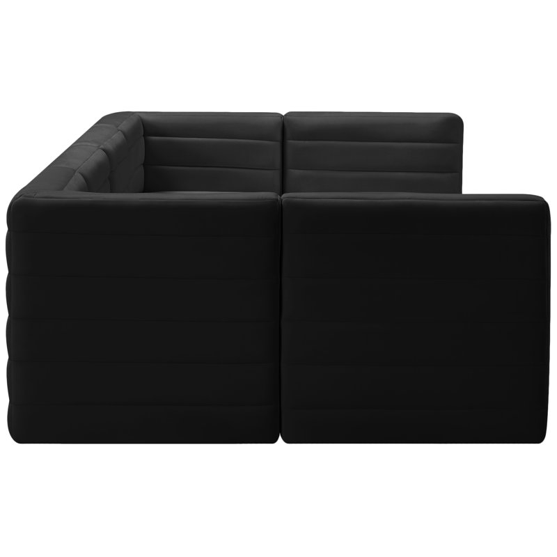 Canapé modulaire en velours réversible de 126 po de largeur Enso, Velours noir