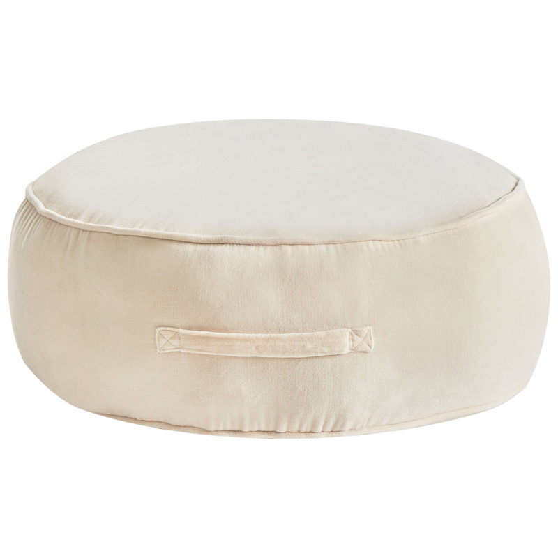 60cm Wide Round Solid Colour Pouffe Ottoman, Beige