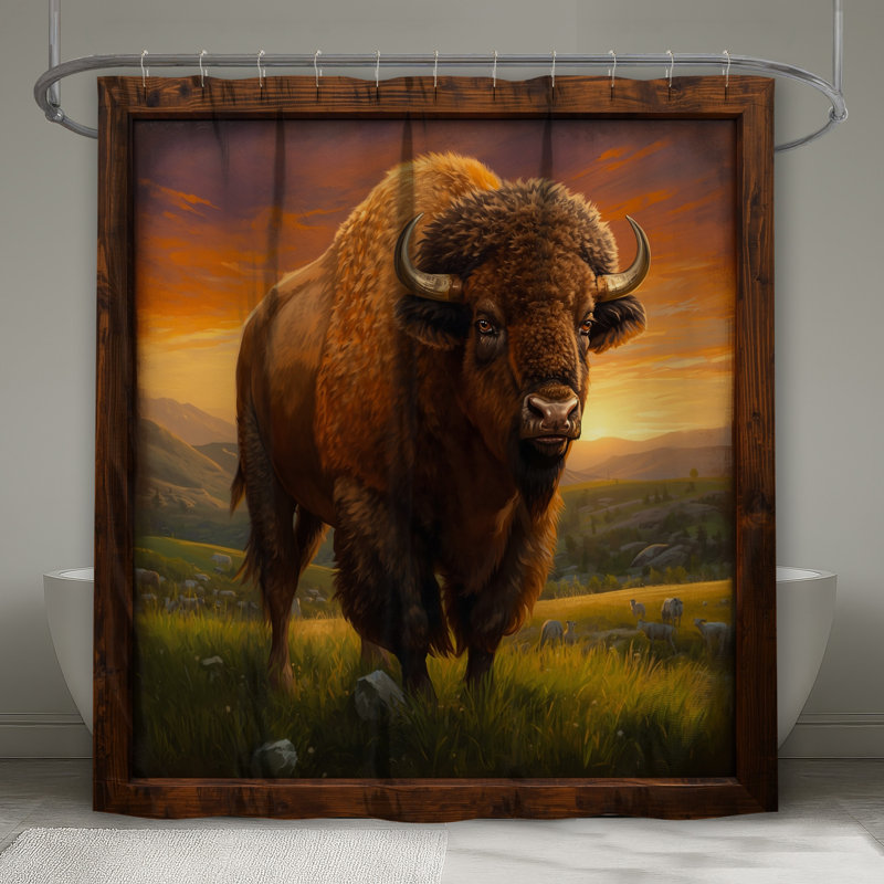 Rideaux de douche Bison In Grassland, 70in W x 93in H