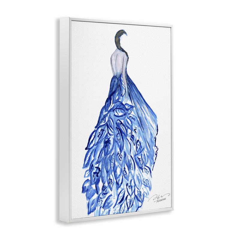 Chic et chic bleu flottant, estampe numérique, design par Texturetones, H 18 po x l 12 po, Blanc
