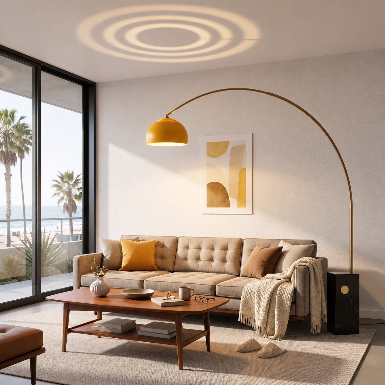Ellerbe Dimmable Floor Lamp, Mustard