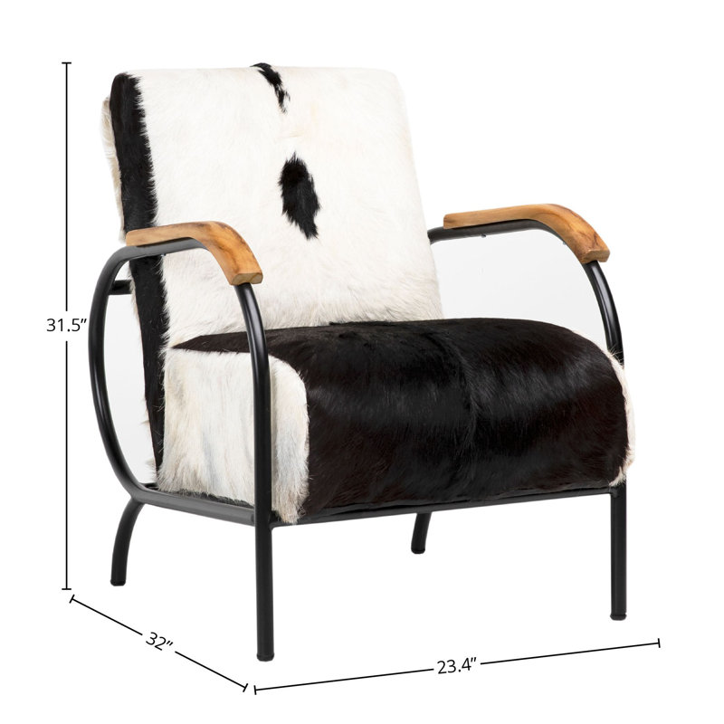 Ebony Genuine Goat Hide Upholstered Occasional Chair