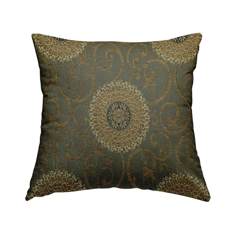 Guidry Floral Square Cushion, 28cm H x 28cm W x 5cm D, Gold Brown/Grey