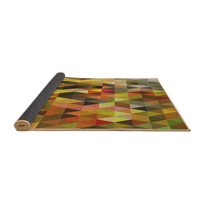 Tapis décoratif à motifs jaune/bleu/orange, Rond 7 pi