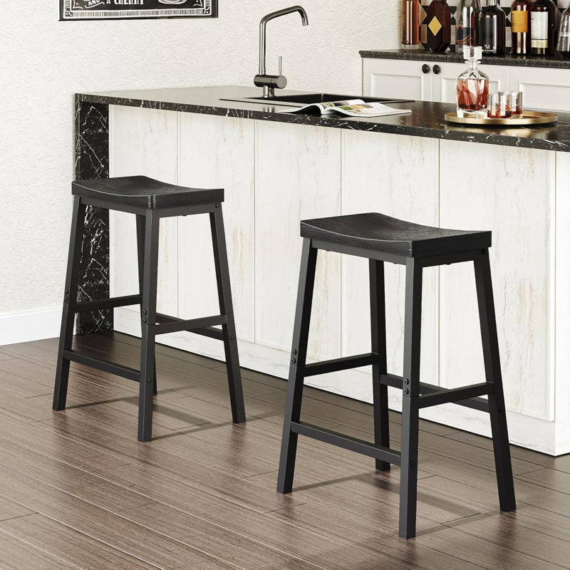 Bar Stools Set Of 2 Bar Chairssaddle Stool Kitchen Counter Stools With Footrests Industrial Stools For Dining Room Kitchen Counter Barbb02md01