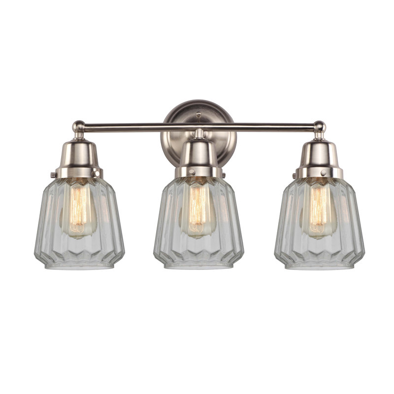 Éclairage pour salle de bain 3 lumières Caggiano, Transparent, Incandescent, Nickel satiné brossé