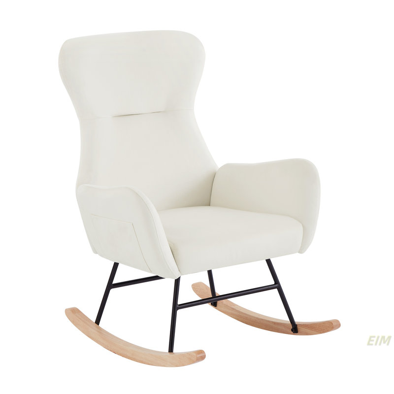 Chaise berçante en velours, Blanc, crème
