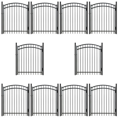 Barrière de clôture décorative arquée résistante H 6 pi x l 4 pi avec serrure de barrière, paquet de 10