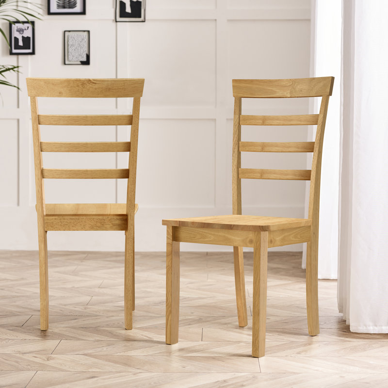 Alissah Rubberwood Extending Dining Table Set - Traditional Rustic Farmhouse Style, 7 Pieces: Table, 6 Chairs, Oak