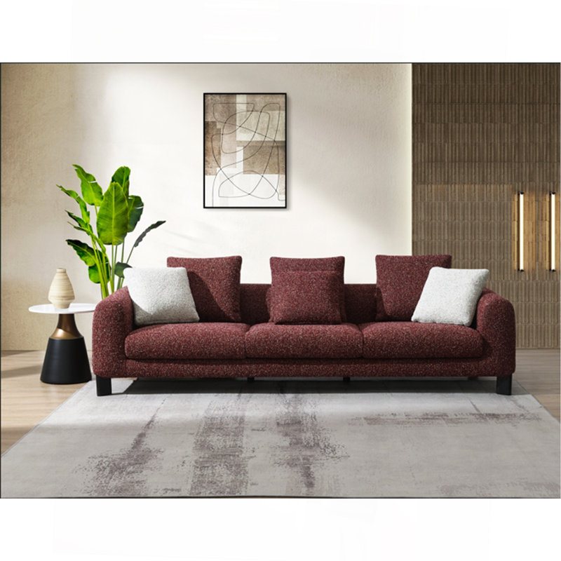 Maroon Tweed Sofa W/3 Pillows