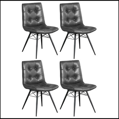 Élégantes chaises de salle à manger à dossier capitonné gris anthracite et gris acier, ensemble de 4, design moderne Mid-Century pour le confort et la durabilité