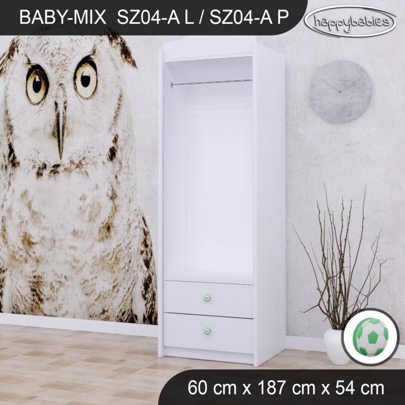Ball 1 Door Wardrobe, White/Green