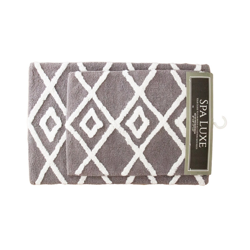 Jalien Cotton Bath Rug, Steel Gray