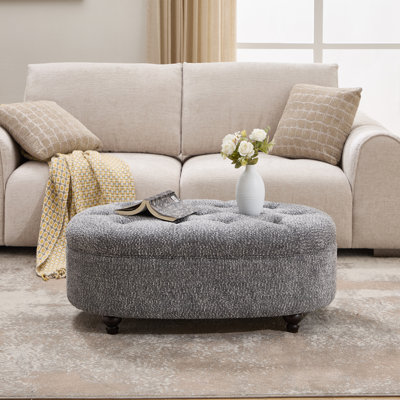 40" 2 in 1 Oval Storage Ottoman Coffee Table with Nailhead Trim ,  Upholstered Chenille Footrest for Living Room, Bedroom