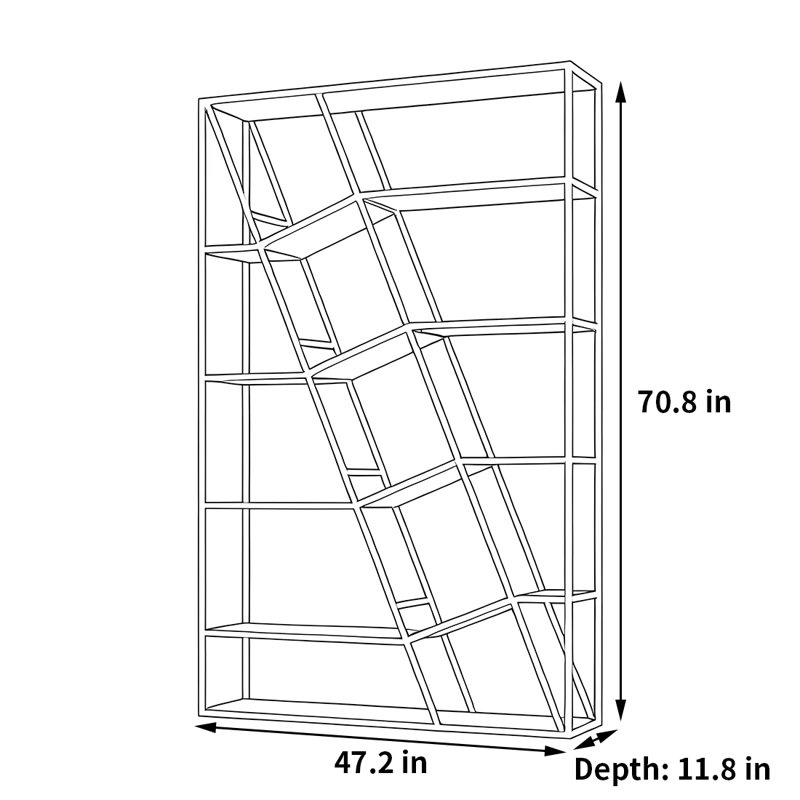Une bibliothèque rétro et classique, H 70,8 po x l 47,2 po x P 11,8 po, Noir / blanc