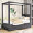 Wood Upholstered Canopy Platform Bed with Twin Trundle and 3 Drawers-1336762831-1336762825