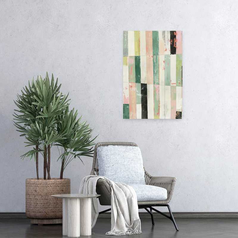 «Playful Stripes II», art géométrique abstrait moderne, H 24 po x l 16 po