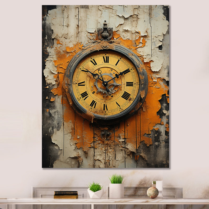 Horloge industrielle chic II - impressions sur toile tendance, H 32 po x l 24 po x P 1 po, Toile tendue