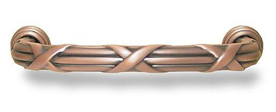 3-3/4" Ribbon And Reed Pull Antique Copper