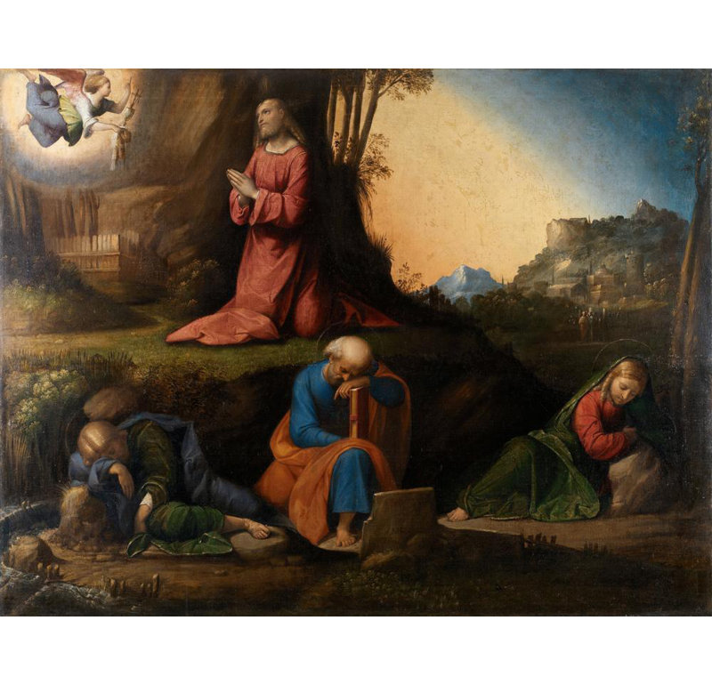 «The Agony in the Garden» par Benvenuto Tisi - Art mural sur toile tendue avec châssis, H 48 po x l 33 po