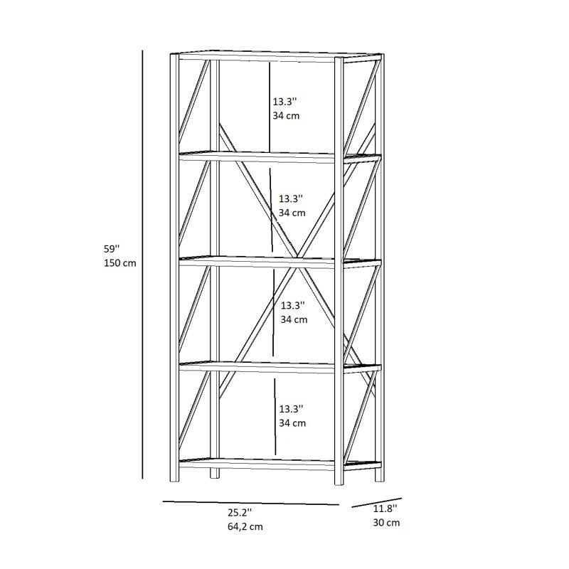 Bookcase Metal Manufactured Wood Hilda