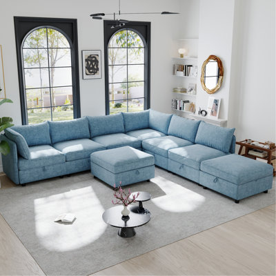 Modular Sectional Sofa, Convertible Sofa Seat With Storage, Sleeper Sectional Sofa Set, Fabric Flexible Modular Combinations For Living Room