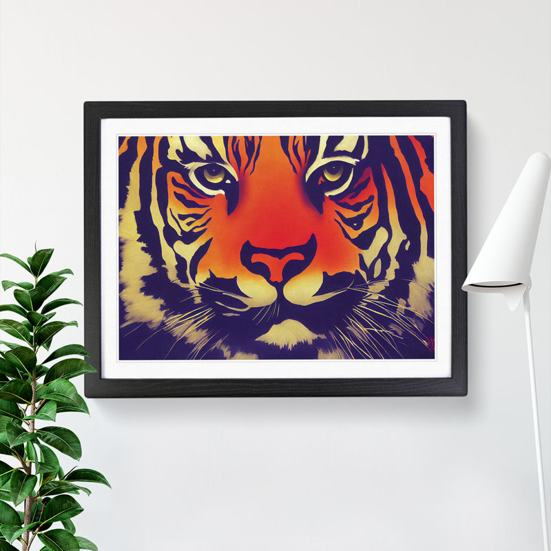 XH1022-9003X The Stupendous Tiger - Single Picture Frame Print, 46cm H x 64cm W x 2cm D, Black Framed