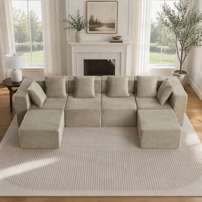 Boneless Couches for Living Room, Modern Modular Sectional Sofa with Sponge and Pocket Spring Support