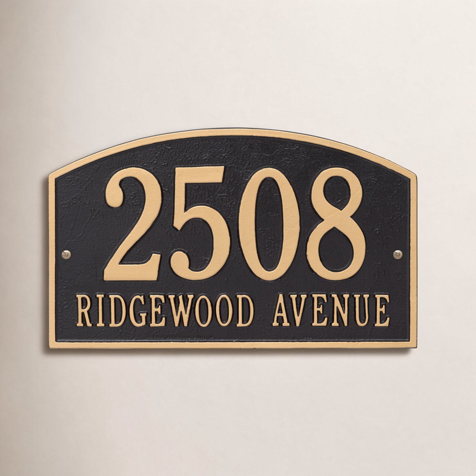 Legacy 2-Line Wall Address Plaque, Black / Gold, Yes