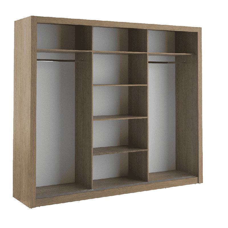 Neeyah 3 Door Manufactured Wood Wardrobe, Oak Shetland