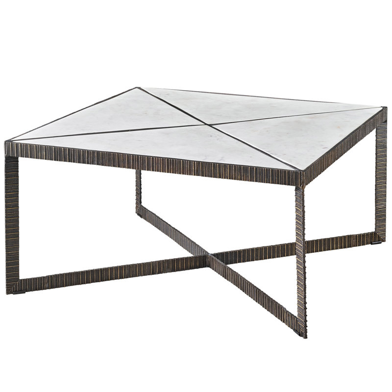 Square Marble Top Metal Frame Coffee Table