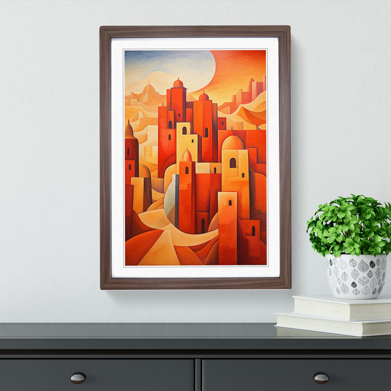 Desert Cubism - Framed Print, 64" H x 46" W x 2" D, Walnut