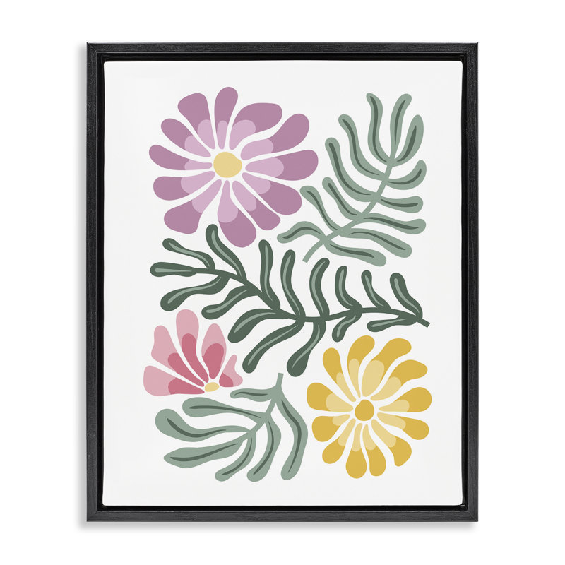 Cadre flottant pastel Mid-Century Mod Blooms, design par Kim Allen, H 21 po x l 17 po, Cadre flottant noir de jais
