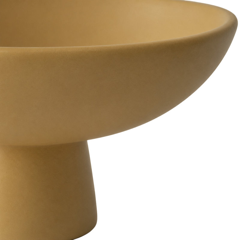 Cole and Grey Ceramic Yellow Large Decorative Bowl with Elevated Base