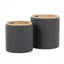 Ensemble de repose-pieds gigogne contemporain en tissu et bois naturel-336583296