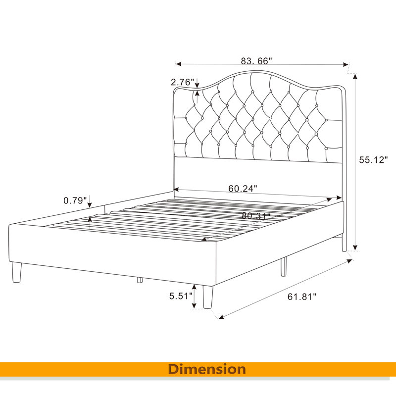 Luxelegance Upholstered Bed Frame, Khaki