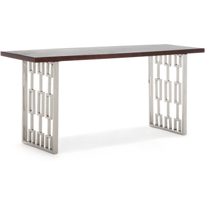 Banc contemporain Adore Decor Lennox en bois et métal argenté, brun noyer foncé
