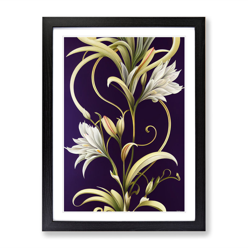Classic Flowers No.2 - Single Picture Frame Painting, Black, 64cm H x 46cm W x 2cm D