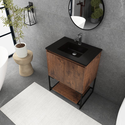 24'' Free Standing Single Bathroom Vanity with Solid Surface Top -  Staykiwi, JMJ-Allen-24RWM