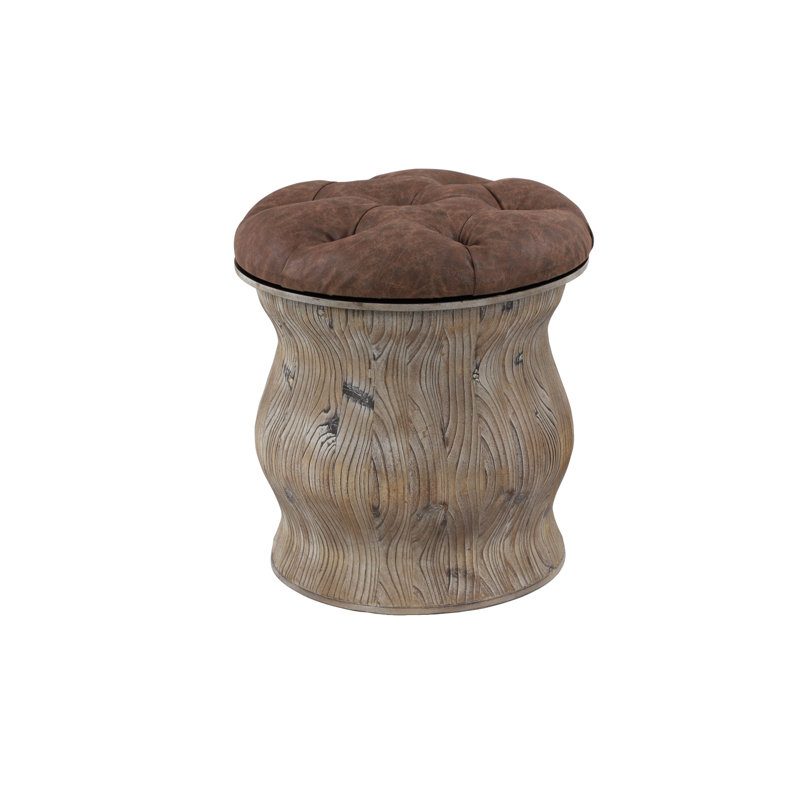 Repose-pieds de rangement rond 17 po Tolleson, Brun