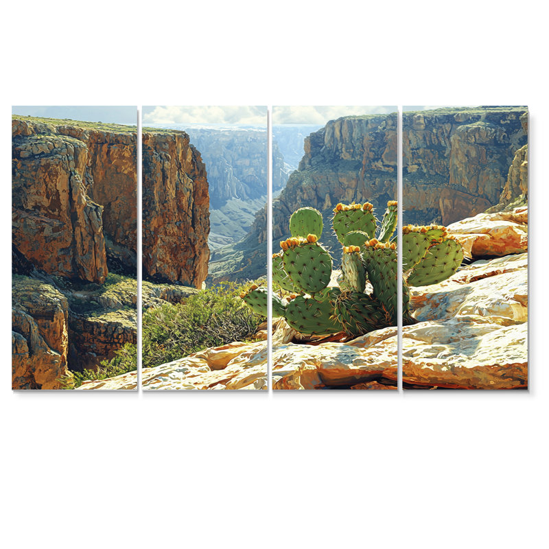 Arizona Cactus at the Canyons Edge I - Floral Cactus Wall Art - ensemble de décorations murales traditionnelles, 4