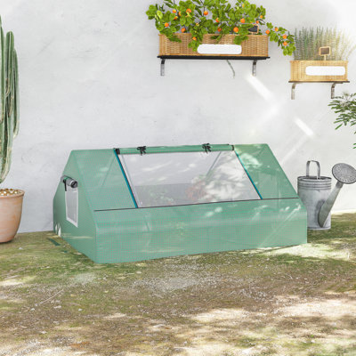 Outsunny 71" X 55" X 32" Mini Tunnel Greenhouse, Garden Planting Shed, Outdoor Flower Planter Warm House With Zipper Windows And Door