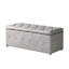 Meuble de rangement rectangulaire avec 2 poufs en lin beige, coussins confortables garnis de mousse, style moderne pour chambre, salon, balcon, gain de place, sièges supplémentaires pour les fêtes et réunions de famille.