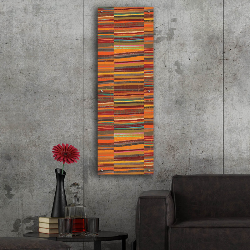  «Spice Stripes Panel 1» par Cheryl Warrick, art mural en verre acrylique, 16 po x 48 po