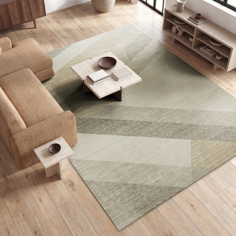 Rosemont Coastal Mist Wool Handcrafted Area Rug, Beige, Rectangle 8'6" x 11'6"