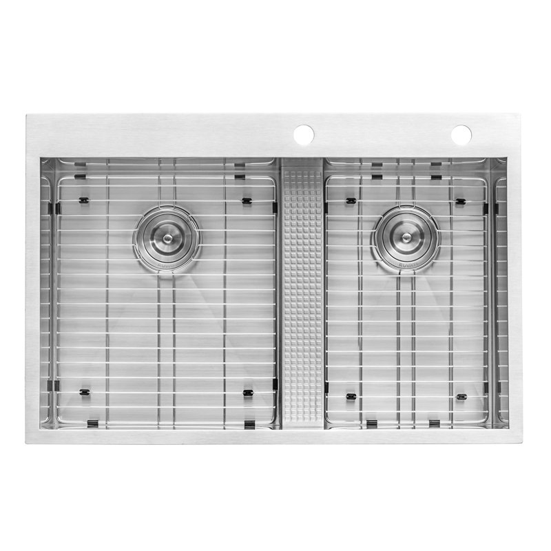 33-Inch Stainless Steel Double Bowl Topmount Kitchen Sink