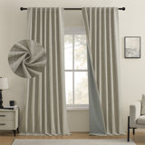 100% Polyester Burlap Blackout Curtains for Bedroom Back Tab Curtains 2 Panels Set